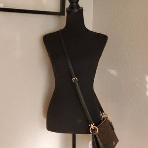 Coach Brown and black Signature Crossbody bag.